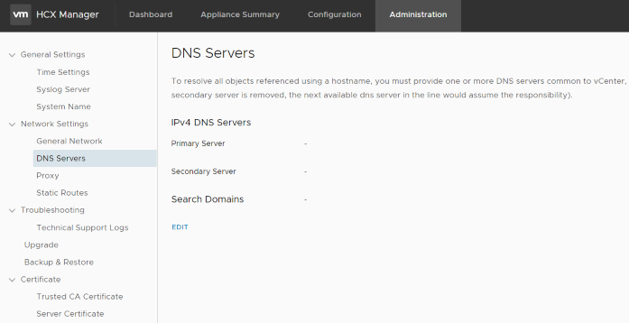 DNS設定画面
