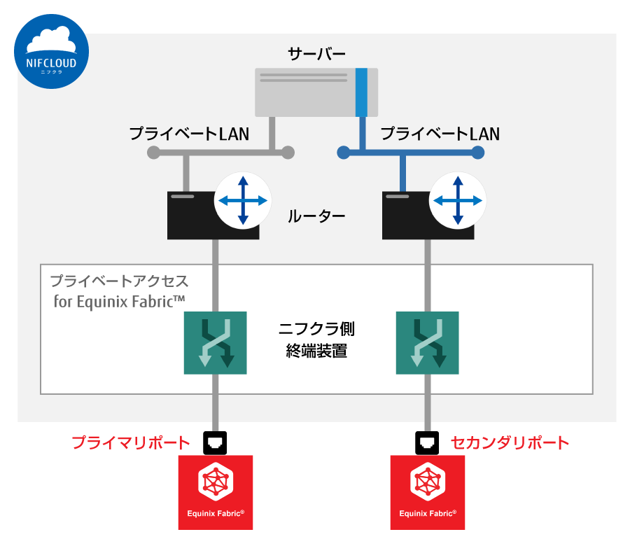 プライベートアクセス for Equinix Fabric™の冗長構成